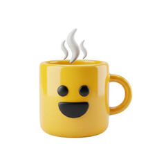 Yellow cup of coffee with heart