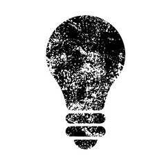Vector Distressed black lightbulb conveys innovation.