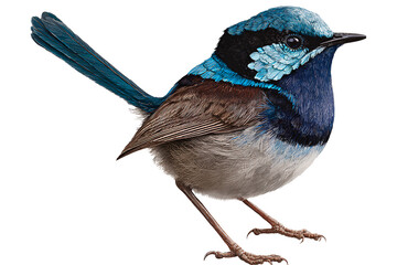 blue wren bird, full body, transparent background