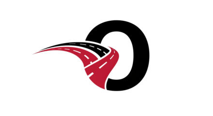 Letter o logo with road design isolated on transparent background for transportation