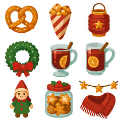 Wine mulled paper handmade vector icon market icons festive holiday star popcorn