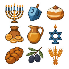 Spinning golden coin oil hanukkah challah icon david vector icons olive dreidel