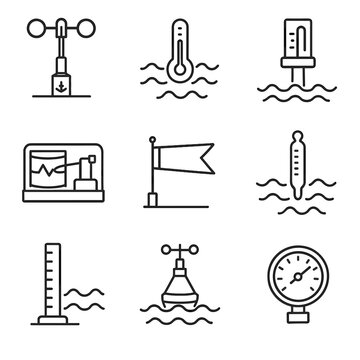 Wave icon water weather thermometer vector barograph sea pressure instruments marine