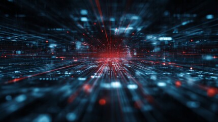 Dynamic futuristic network visualization with glowing red accents for tech innovation and cutting-edge data transfer concepts