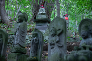 Ancient stone shrine in Maruyama mountain Sapporo Japan 