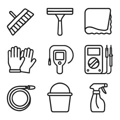 Panel gloves solar icon water safety icons tool squeegee inspection microfiber camera