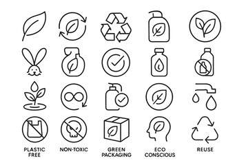 Icons eco recyclable natural badge cleaning label vector icon symbol packaging product