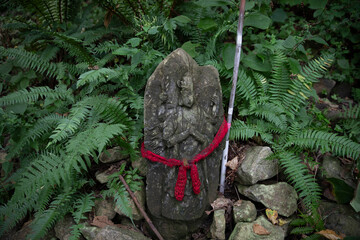 Ancient stone shrine in Maruyama mountain Sapporo Japan 