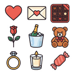 Fototapeta premium Wedding teddy vector icon bottle envelope stem assorted heart romantic s valentine
