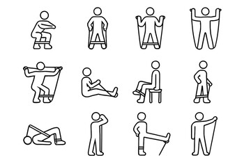 Raise hamstring resistance squat press exercise seated shoulder side band vector icon