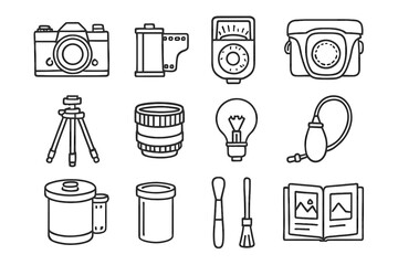 Roll icon album developing photography icons vector camera release leather vintage case