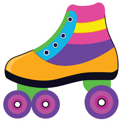 Colorful Retro Quad Roller Skate with Stripes and Bright Wheels quad skate vintage