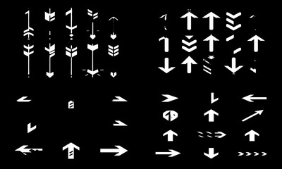Collection hand drawn arrows. Set simple arrows isolated on transparent background. Arrow mark icons. Arrow paint.