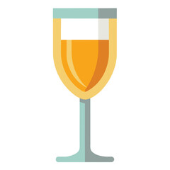 Flat Design Illustration of a Wine Glass with Orange Liquid drink beverage