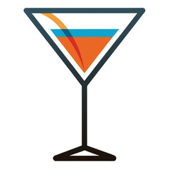 Martini Glass with Orange and Blue Liquid Pouring on White Background cocktail drink