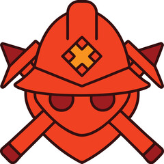 Orange Firefighter Helmet With Crossed Axes Emblem On White Background vector illustration