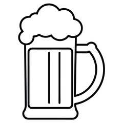 Outline Illustration of a Beer Mug with Ribbed Sides and Foam glass drink