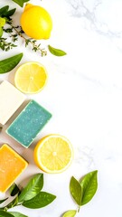Fresh citrus soaps on marble