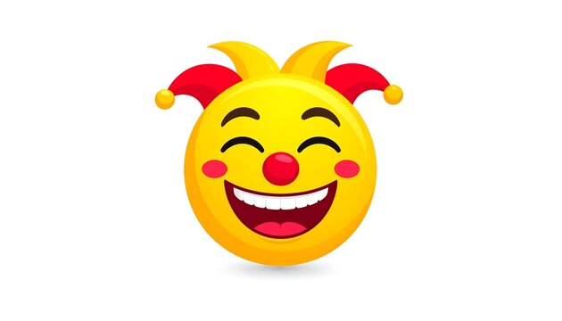 Cheerful cartoon jester face emoticon - Powered by Adobe