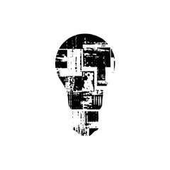 Obraz premium Vector Abstract geometric lightbulb with a distressed texture.