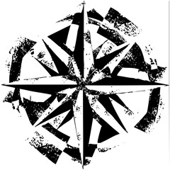 Vector Distressed nautical compass rose with sharp vector points.
