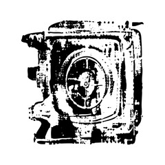 Obraz premium Vector Vintage camera with distressed texture.