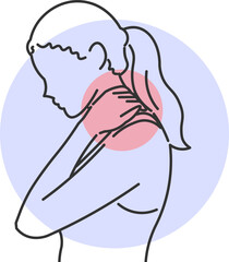 Woman with severe neck and shoulder pain caused by muscle tension