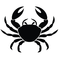 Black silhouette of a crab with raised claws on a white background crustacean seafood