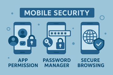 Mobile security concepts app permission password manager secure browsing