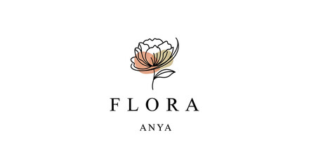 Elegant floral logo with delicate lines and soft watercolor accents