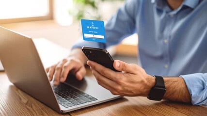 Person Using Laptop and Smartphone to Complete Online Login Process - Powered by Adobe