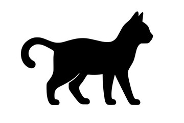 Fototapeta premium Black Cat Silhouette Isolated Walking Animal Profile 