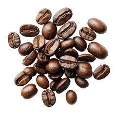 Obraz premium 3D Realistic Coffee Beans Pile Isolated on Transparent Background. Fresh Coffee Beans Clipart