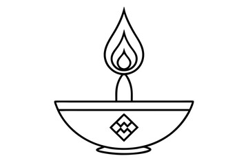 Oil Lamp with Diamond Pattern Icon – Symbol of Light, Spirituality, and Sacred Tradition