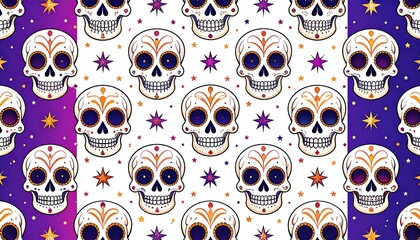 Colorful skull pattern with stars