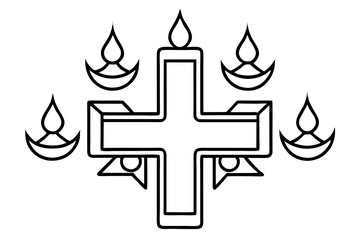 Cross with Candles Icon – Symbol of Christianity, Faith, and Religious Worship