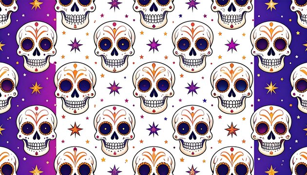 Colorful skull pattern with stars - Powered by Adobe
