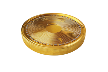 Golden bitcoin coin cryptocurrency digital currency isolated on transparent background. Gold coin money isolated on white background, 3d rendering.