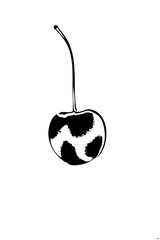 Obraz premium Vector Black and white cherry with a slender stem.