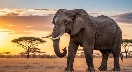 Obraz premium Elephant at Sunset.