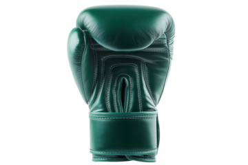 Green boxing glove isolated on transparent background. Green boxing glove shown detailed stitching and smooth leather surface isolated on white background.