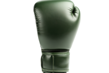 Green boxing glove isolated on transparent background. Green boxing glove shown detailed stitching and smooth leather surface isolated on white background.