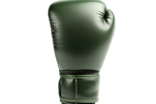 Green boxing glove isolated on transparent background. Green boxing glove shown detailed stitching and smooth leather surface isolated on white background. - Powered by Adobe
