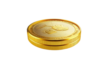 Stack of gold coins with a dollar sign isolated on transparent background. Growth money step gold coin currency isolated white background, 3d rendering.