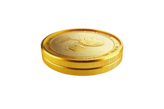 Stack of gold coins with a dollar sign isolated on transparent background. Growth money step gold coin currency isolated white background, 3d rendering.