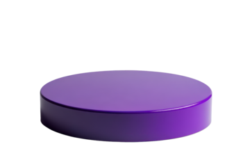 Purple cylinder stage pedestal isolated on transparent background. Purple circular pedestal platform isolated on white background.