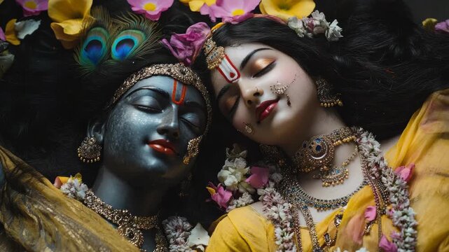 Two paintings of Hindu deities, Lord Shiva and Goddess Parvati depicted in their traditional forms