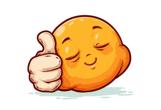 Smiling orange emoji gives thumbs up