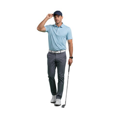 male golf player isolated on transparent background