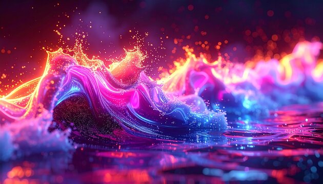 Abstract vibrant wave forms